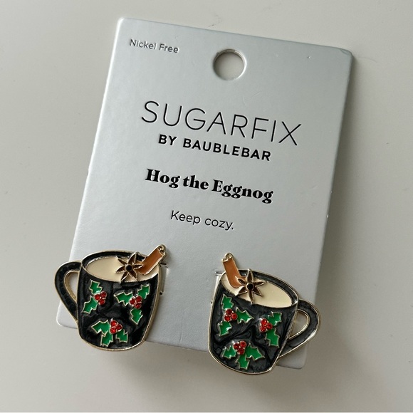 SUGARFIX x BAUBLEBAR | Hog the Eggnog Holiday Earrings NWT - Picture 1 of 3